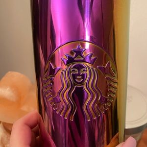 Chromatic metal Starbucks tumbler.
